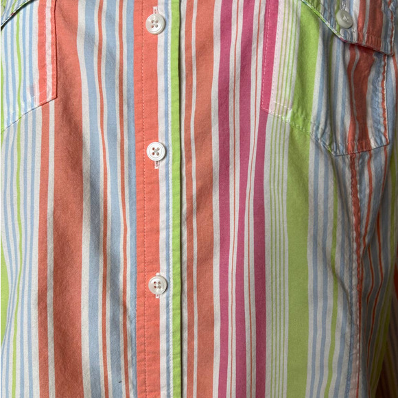 Jones New York Women's Shirt Size XL in Orange Pink Blue and Green Stripes - Picture 2 of 6